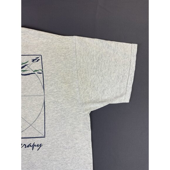 Rare Vintage 90s Texas Womens University Physical Therapy Art Da Vinci Gray Tee - Picture 7 of 13